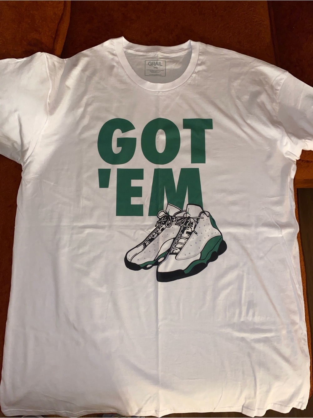 Never Worn Jordan White Tee with Green Graphic "GOT 'EM"